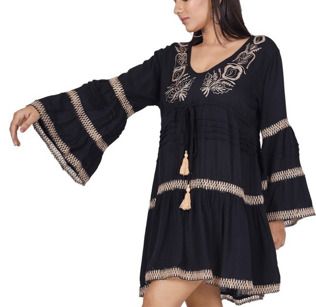 Guru-Shop Longbluse Boho Krinkelbluse, bestickte Hippie Tunika -.. alternat günstig online kaufen