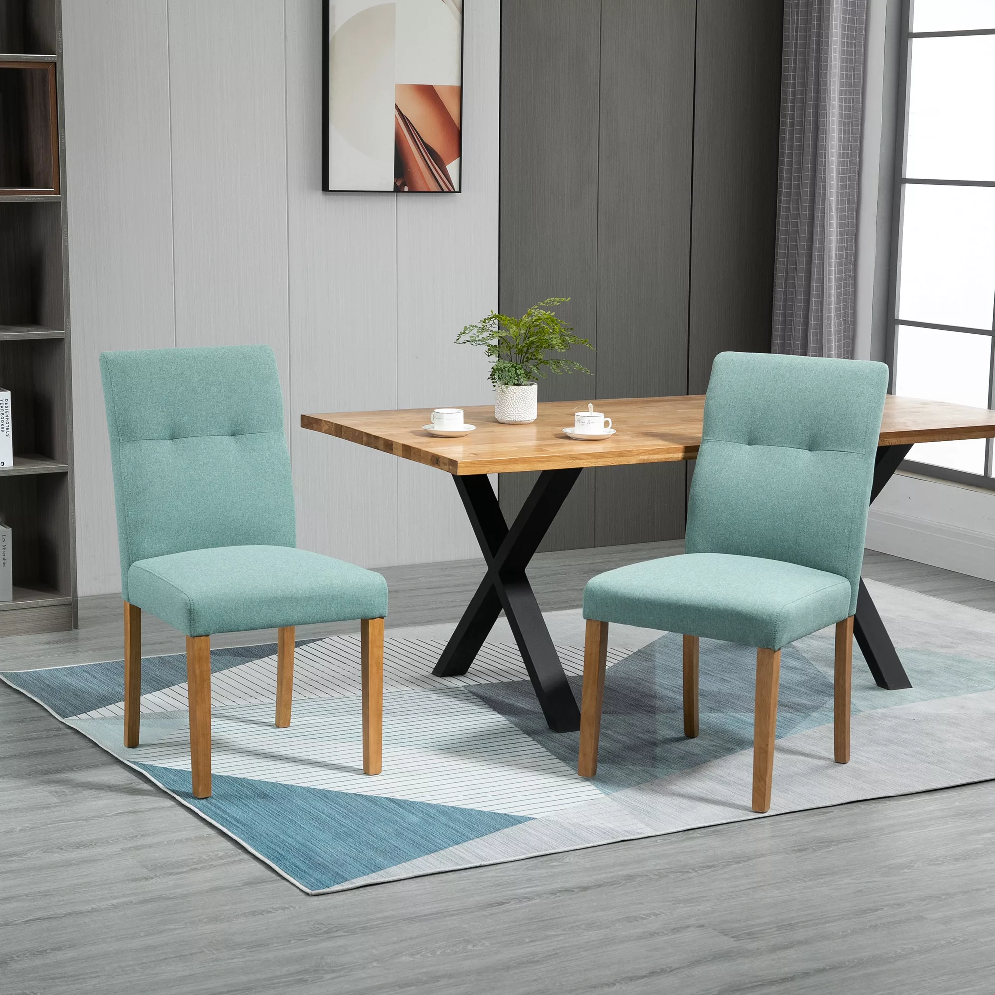 HOMCOM Esszimmerstühle 2er-Set  Gepolsterter Sitz, Polsterstuhl, Küchenstuh günstig online kaufen