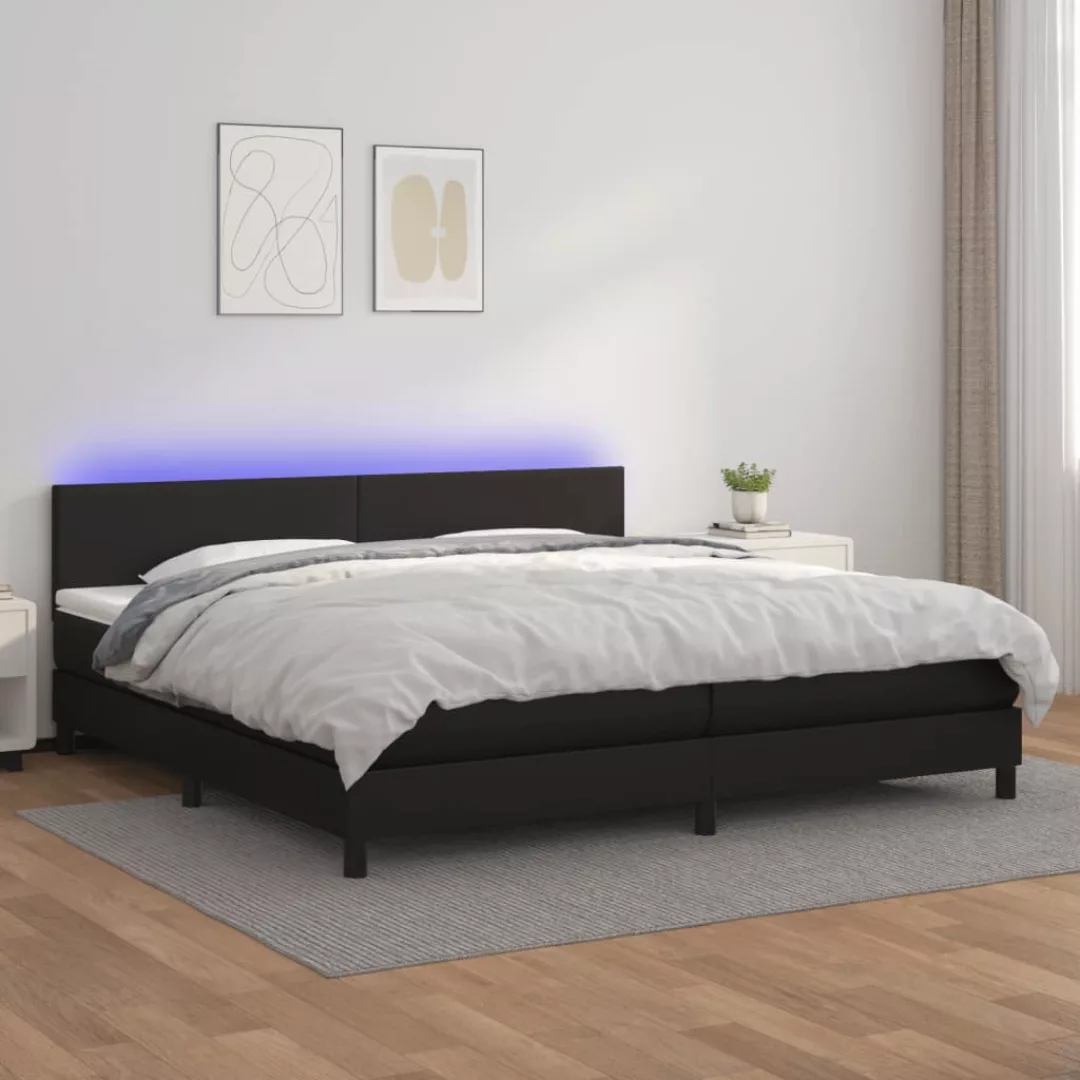 vidaXL Bettgestell Boxspringbett mit Matratze LED Schwarz 200x200 cm Kunstl günstig online kaufen
