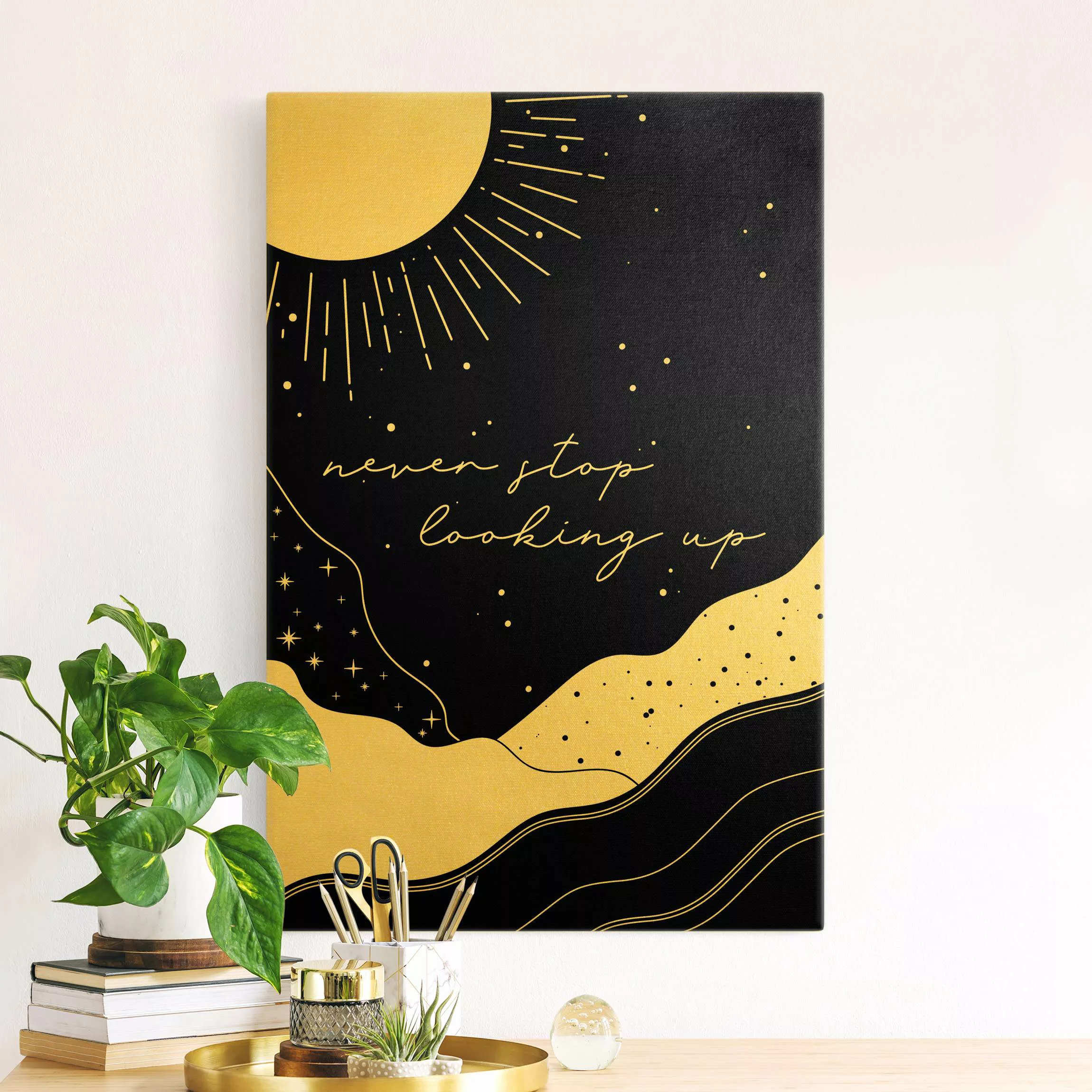 Leinwandbild Gold Sternenlandschaft - Never stop looking up günstig online kaufen