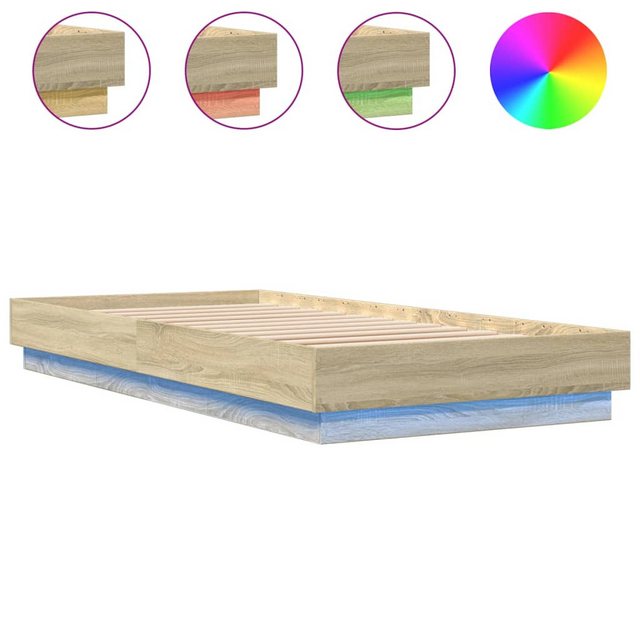 vidaXL Bett Bettgestell mit LED Betongrau 100x200 cm günstig online kaufen