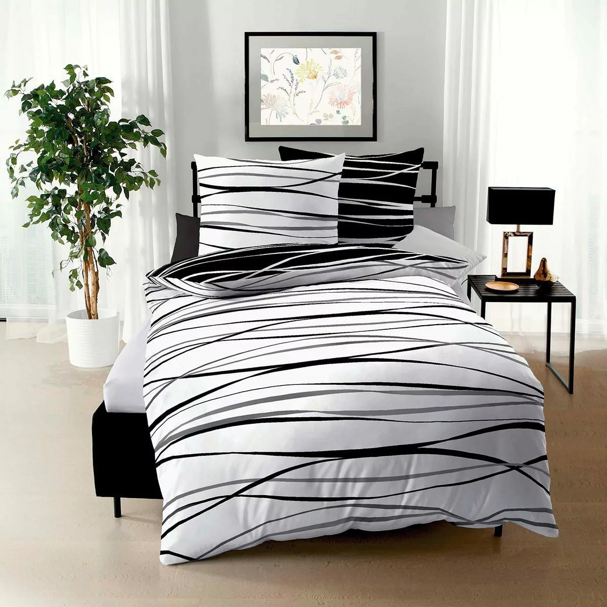TRAUMSCHLAF Bettwäsche Satinmotion redgraphit, Mako Satin, günstig online kaufen