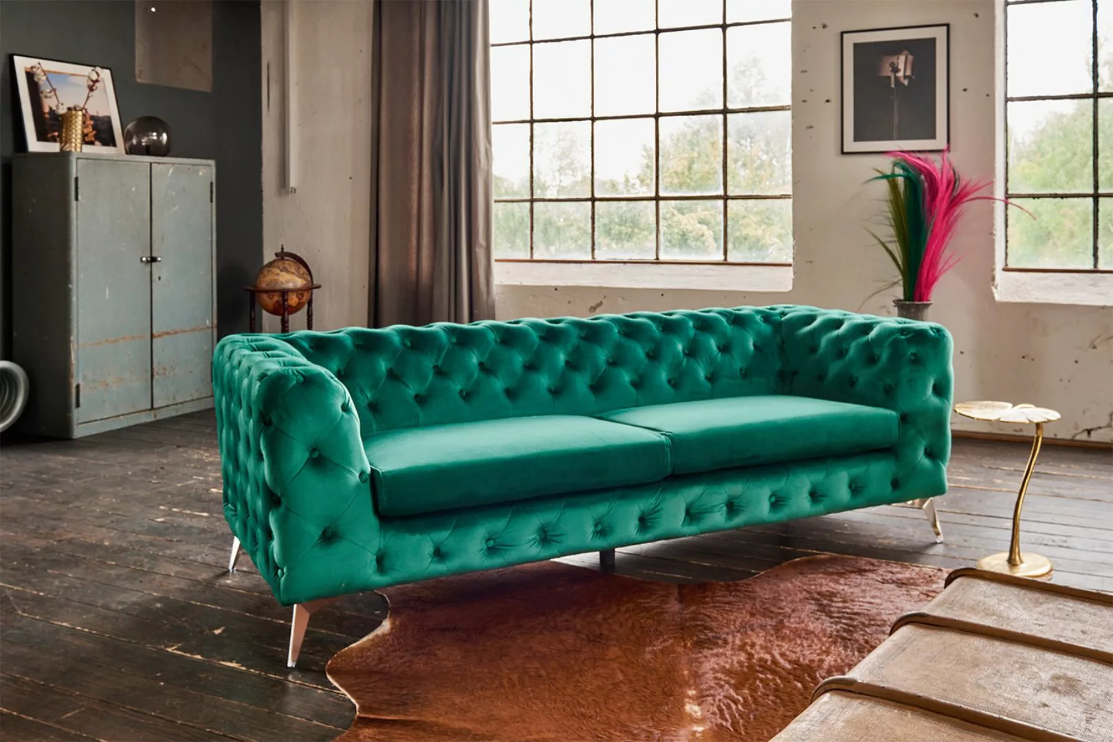 KAWOLA 3-Sitzer NARLA, Sofa Couch Chesterfield Velvet verschiedene Farben 2 günstig online kaufen