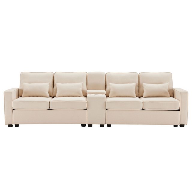 SeedWave Big-Sofa 4-Sitzer Sofa mit Konsole, Big Sofa breite 260 cm, Leinen günstig online kaufen