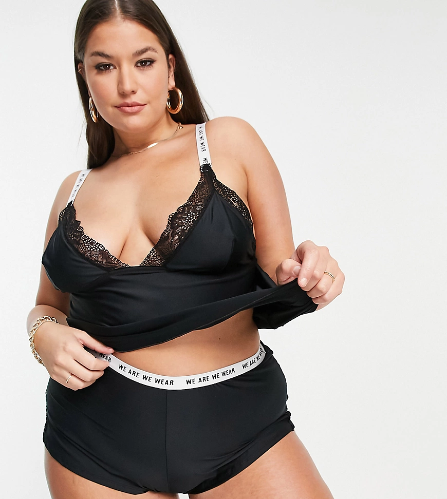 We Are We Wear Curve – Set aus Öko-Mikrofaser mit Camisole mit Spitzenbesat günstig online kaufen