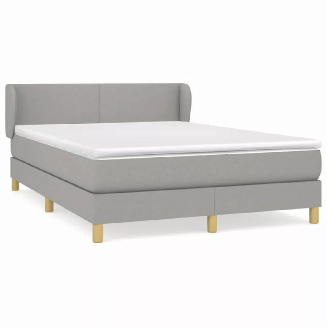 vidaXL Boxspringbett Boxspringbett mit Matratze Hellgrau 140x190 cm Stoff B günstig online kaufen