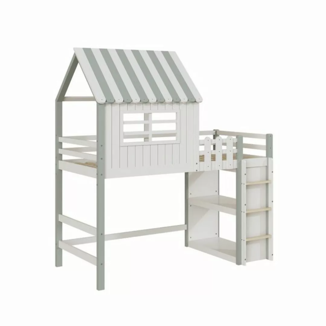 Odikalo Kinderbett Heimbett,mit Sicherheitsleiter mit Ablagefach 90x200cm G günstig online kaufen