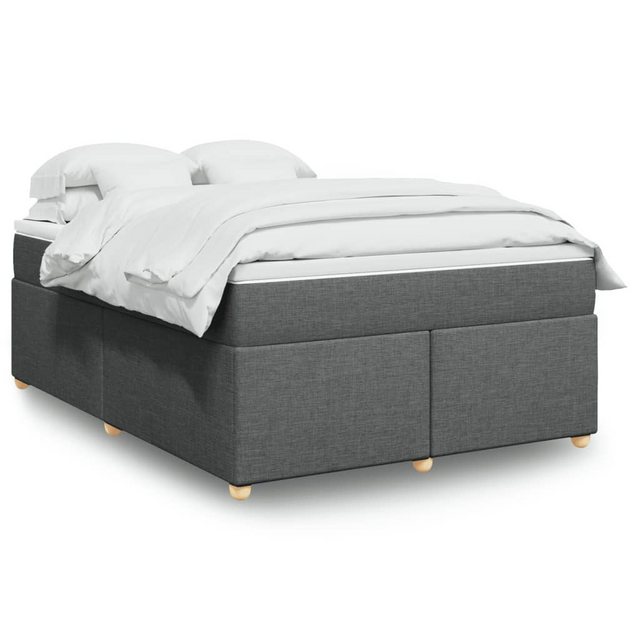 vidaXL Boxspringbett, Boxspringbett mit Matratze Dunkelgrau 140x190 cm Stof günstig online kaufen