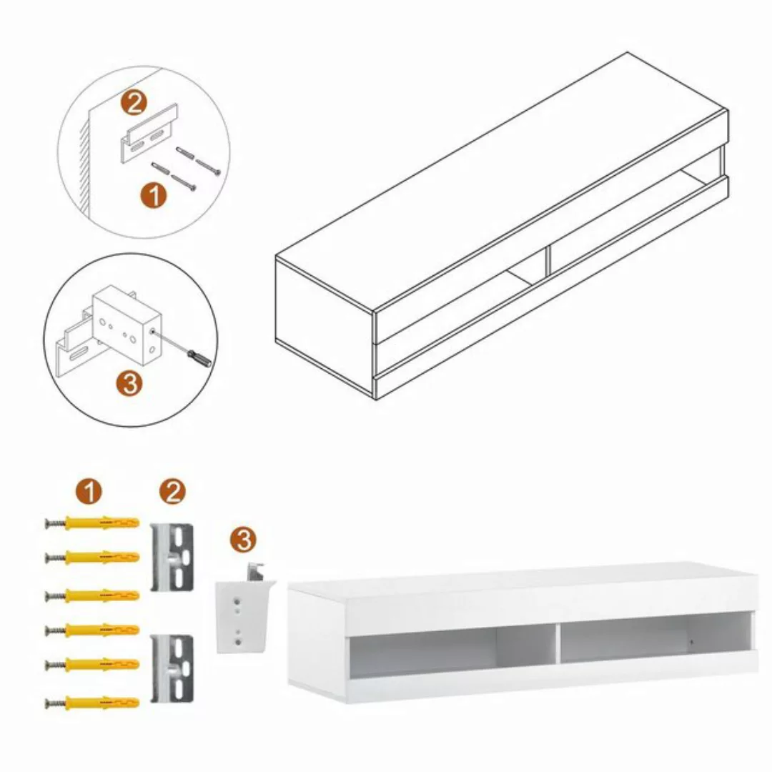 REDOM TV-Schrank LED TV Lowboard,Wandmontierter,TV-Ständer (mit LED-Beleuch günstig online kaufen