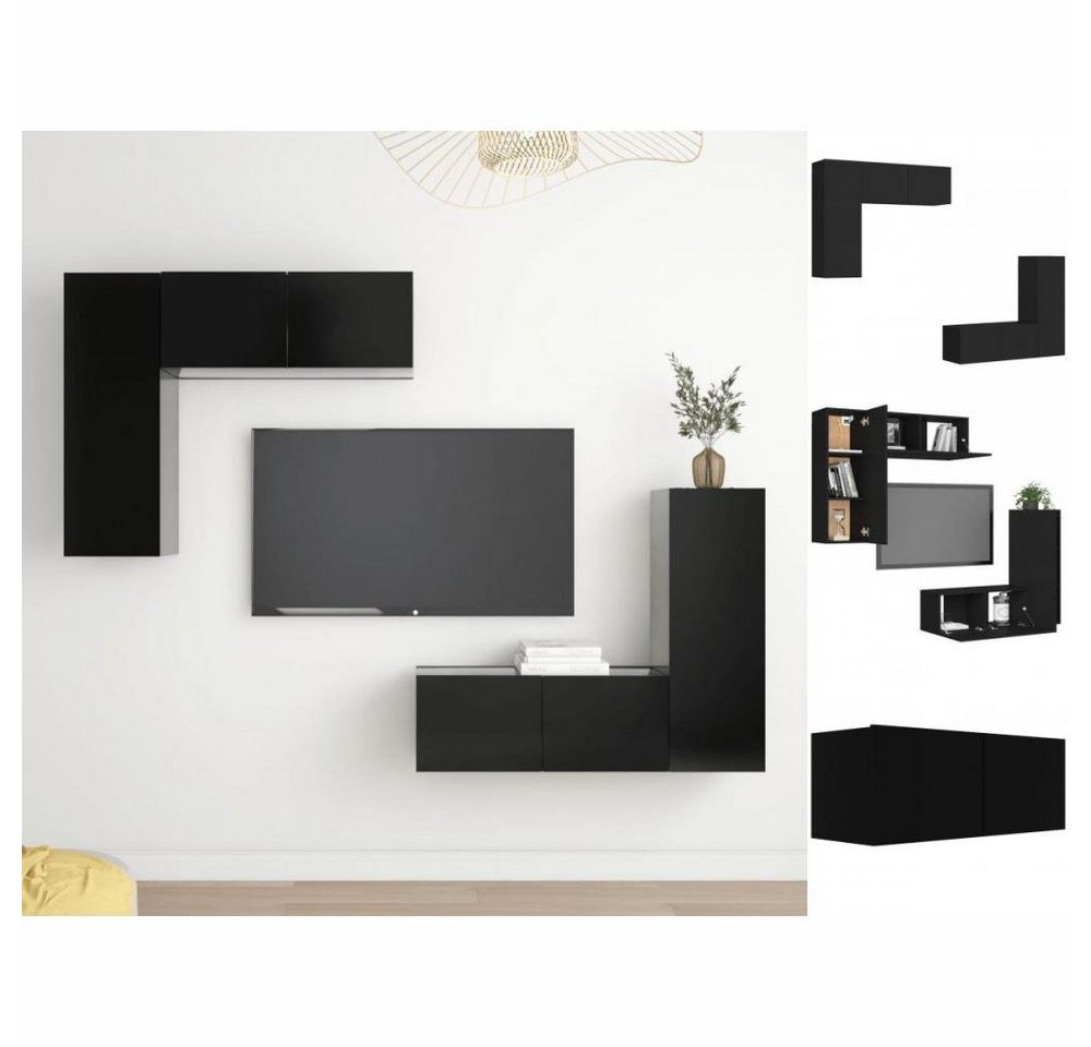 vidaXL TV-Schrank 4-tlg TV-Schrank-Set Schwarz Spanplatte günstig online kaufen