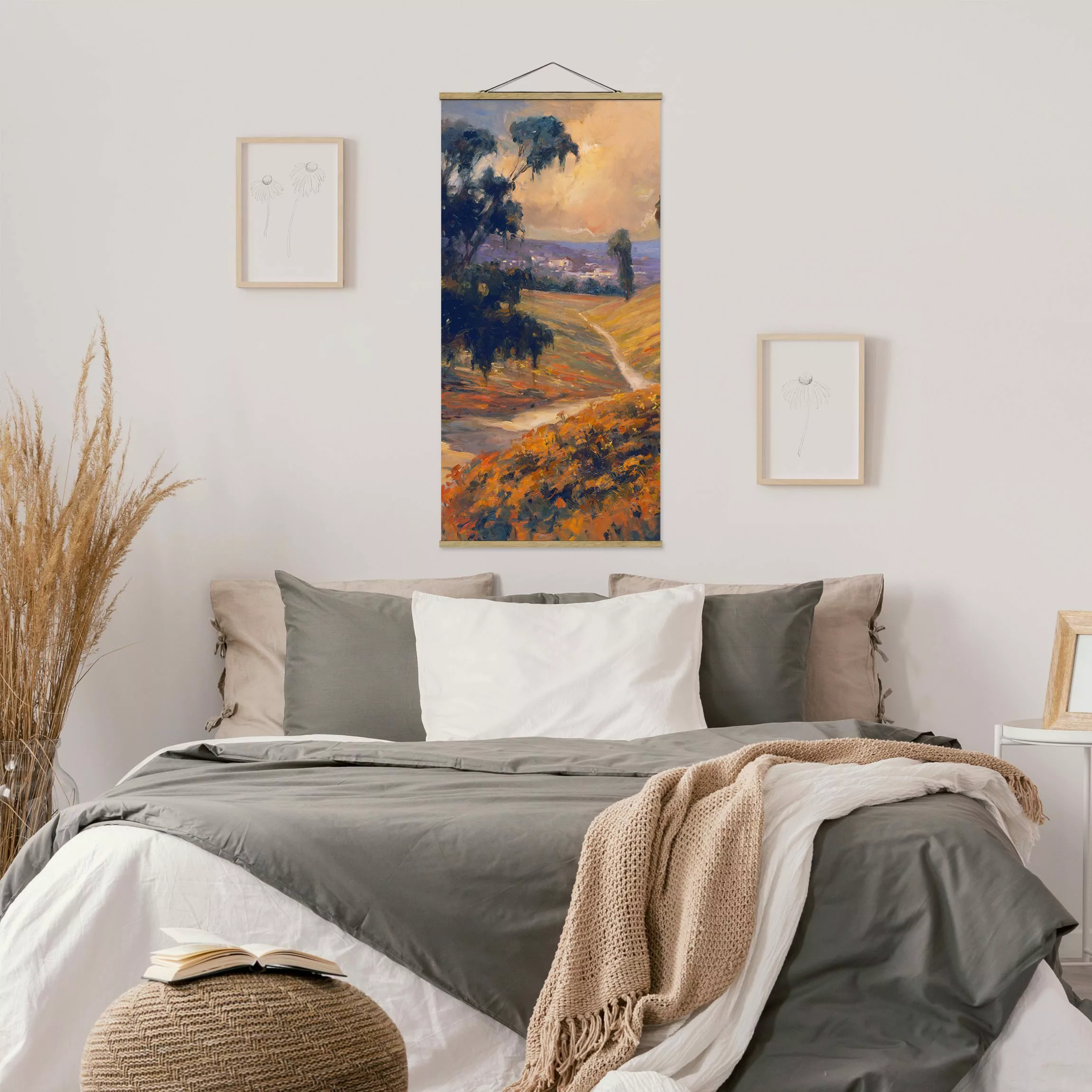 Stoffbild Kunstdruck mit Posterleisten - Hochformat Landschaft am Nachmitta günstig online kaufen