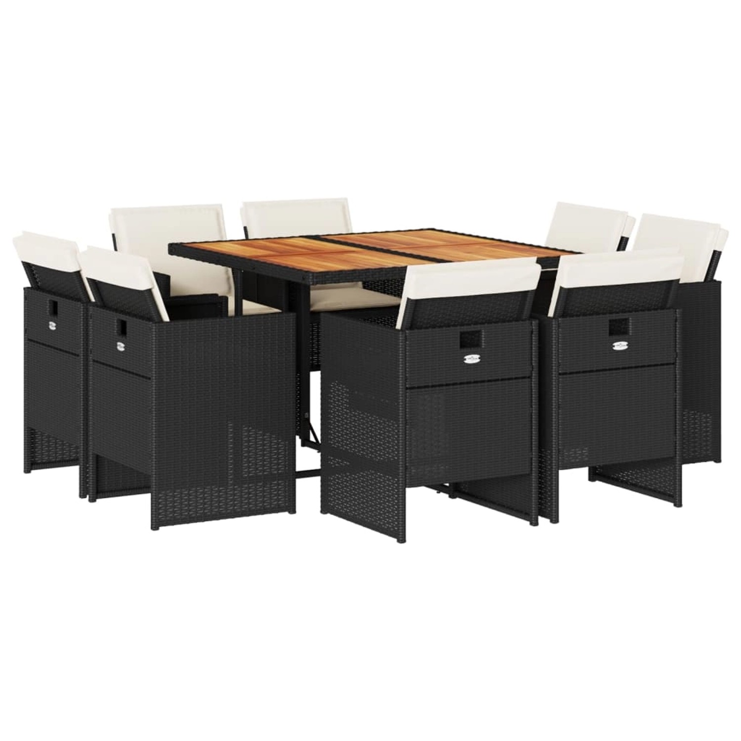 vidaXL 9-Tlg Garten-Essgruppe mit Kissen Schwarz Poly Rattan 3210663 günstig online kaufen