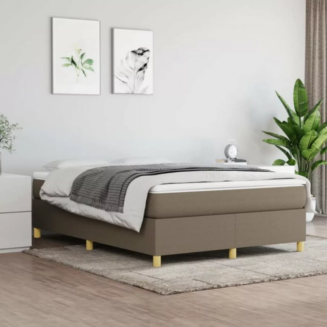 vidaXL Bett Boxspringbett mit Matratze Taupe 140x190 cm Stoff günstig online kaufen