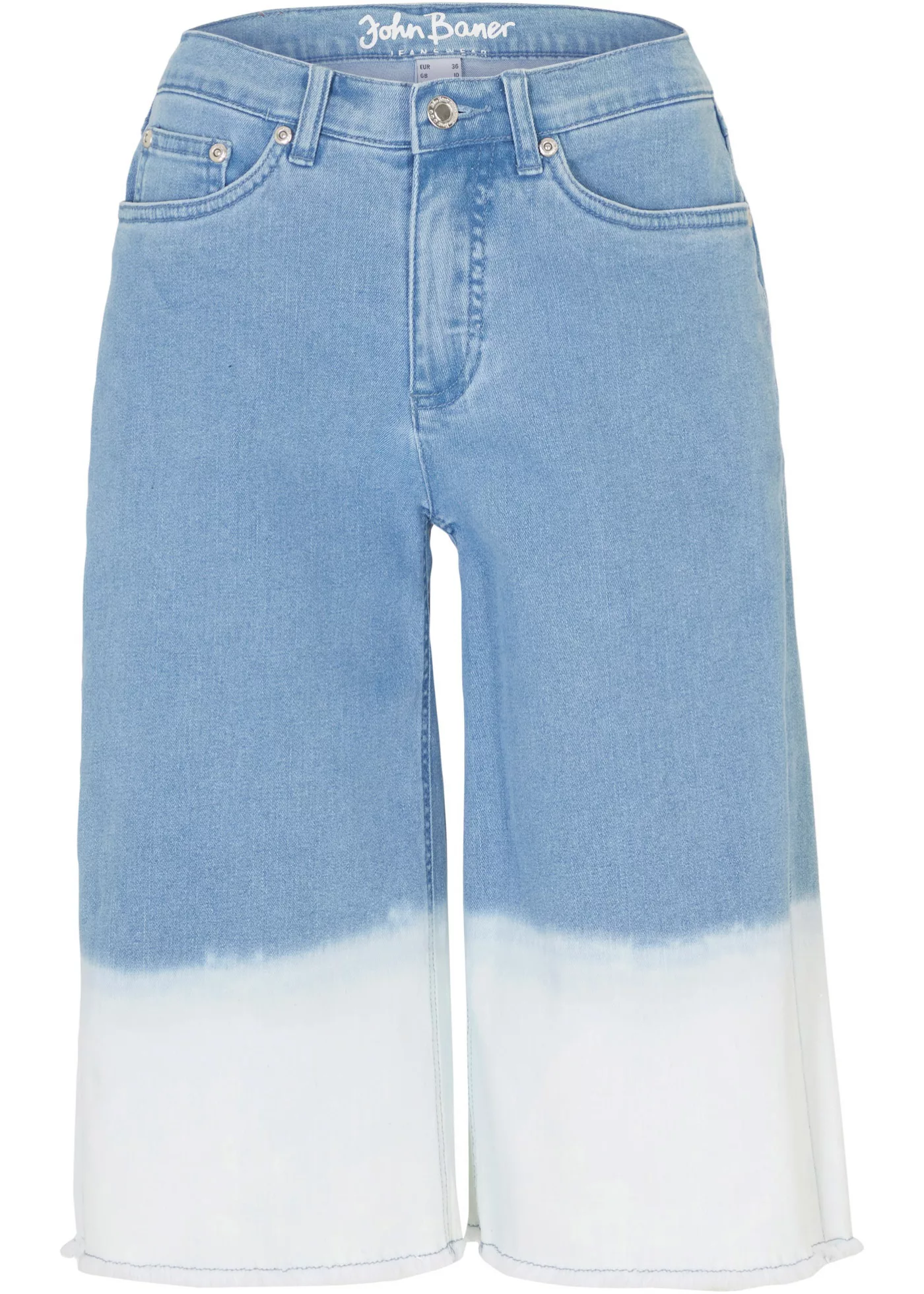 Wide Leg Jeans, Mid Waist, Bermuda Dip Dye günstig online kaufen