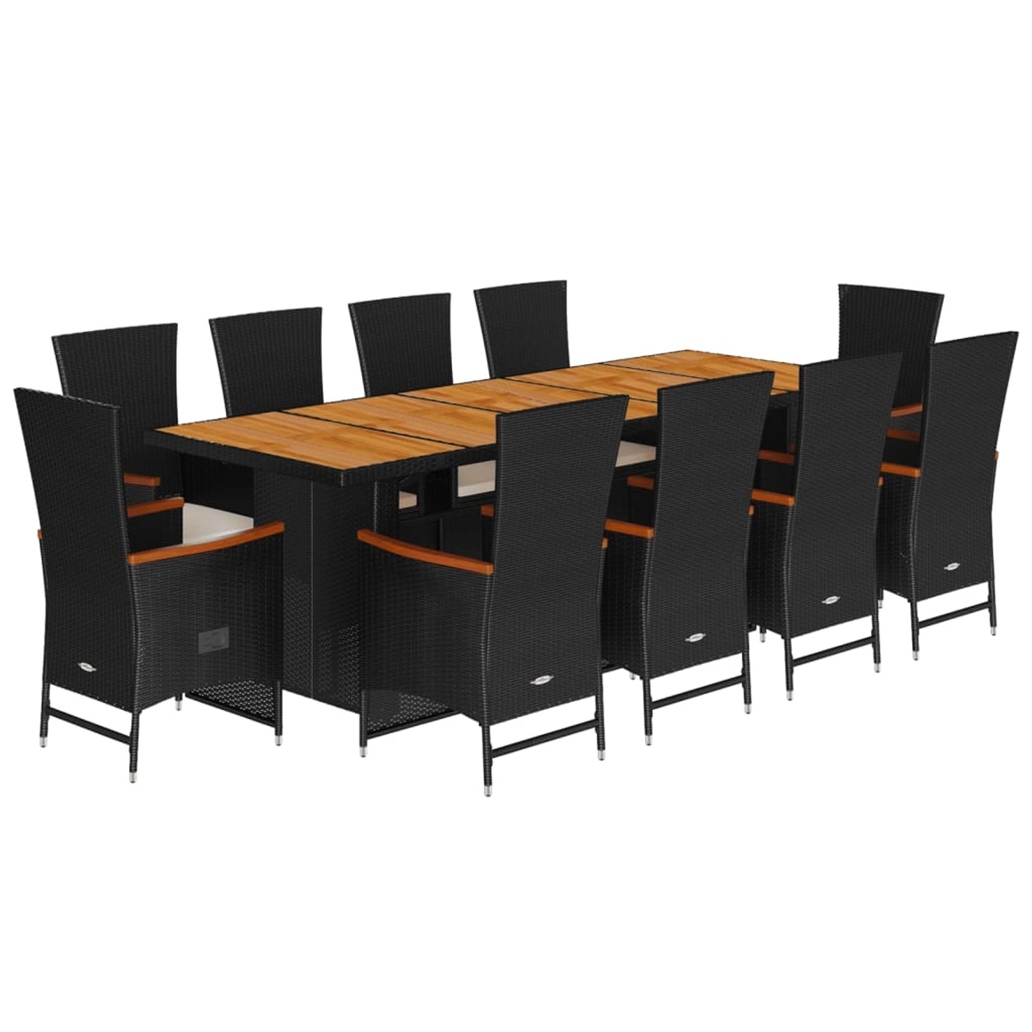 vidaXL 11-Tlg Garten-Essgruppe mit Kissen Schwarz Poly Rattan 3277527 günstig online kaufen