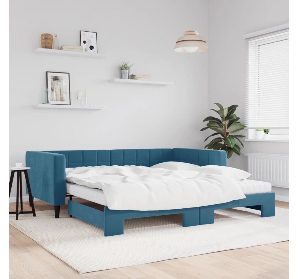 vidaXL Gästebett Gästebett Tagesbett Ausziehbar mit Matratzen Blau 100x200 günstig online kaufen