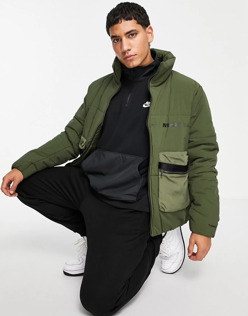 Nike – City Made – Wattierte Utility-Jacke in Khaki-Grün günstig online kaufen