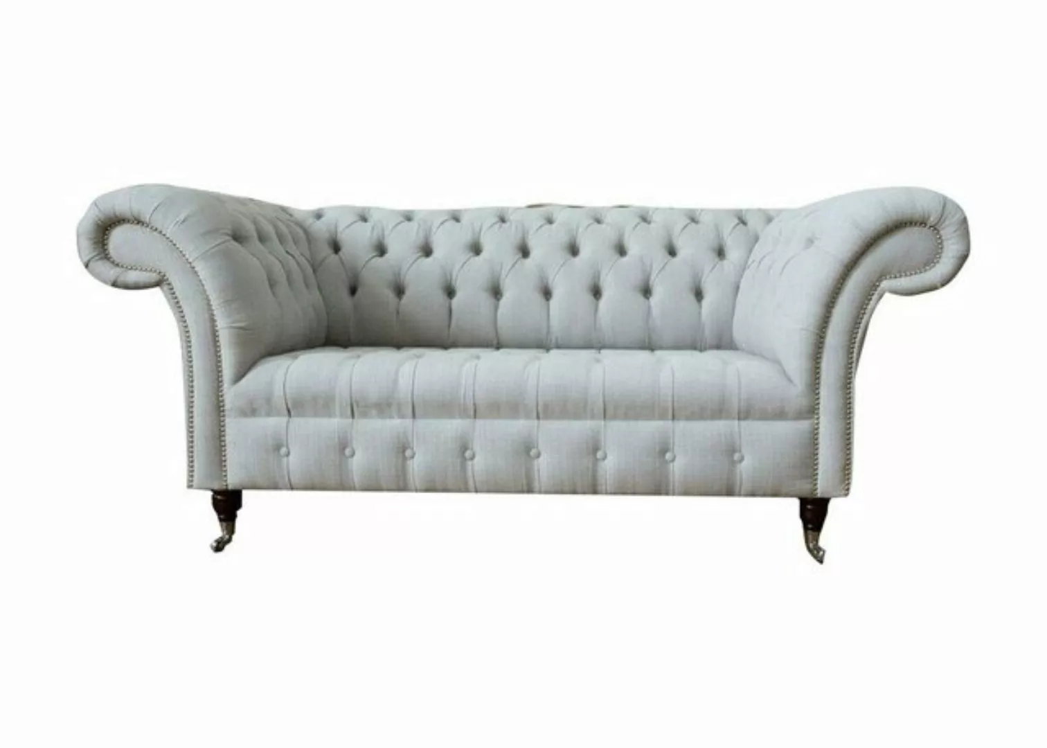 Xlmoebel Chesterfield-Sofa Eleganter hellgrauer 2-Sitzer Chesterfield Wohnt günstig online kaufen