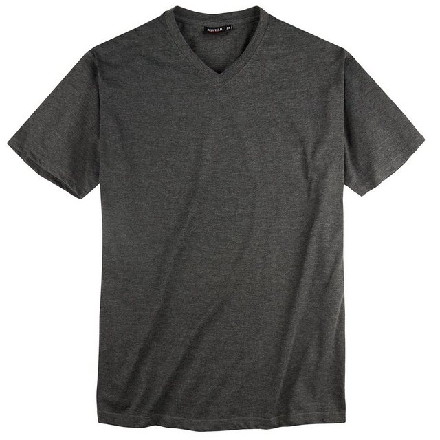 redfield V-Shirt Große Größen Basic V-Neck T-Shirt anthrazit melange Redfie günstig online kaufen