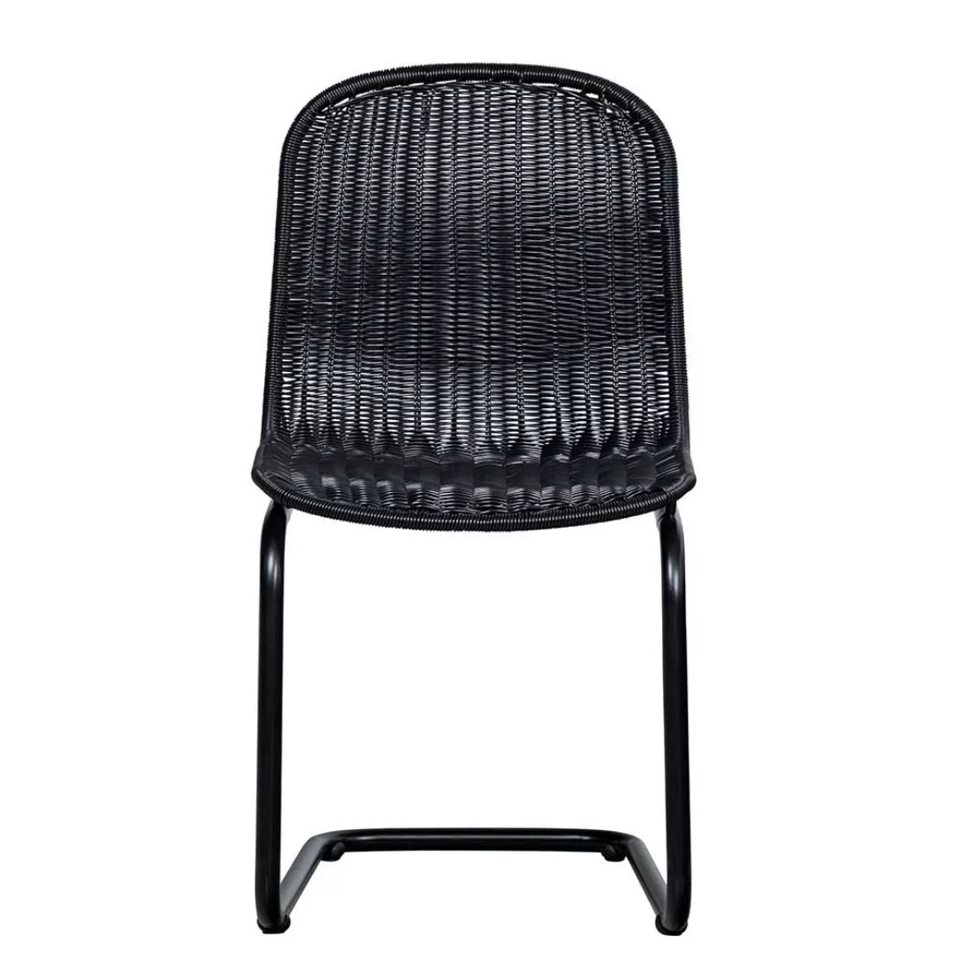 Rattan Schwingstühle in Schwarz Gestell aus Metall (2er Set) günstig online kaufen