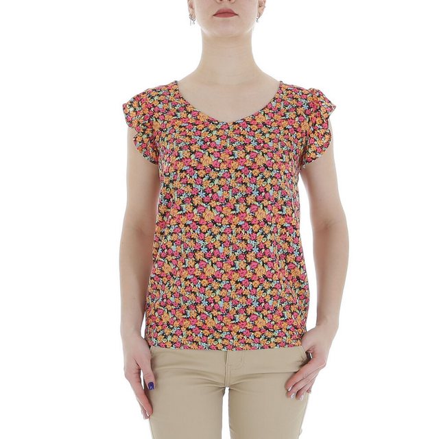 Ital-Design Kurzarmbluse Damen Elegant (85987248) Rüschen Print Top & Shirt günstig online kaufen