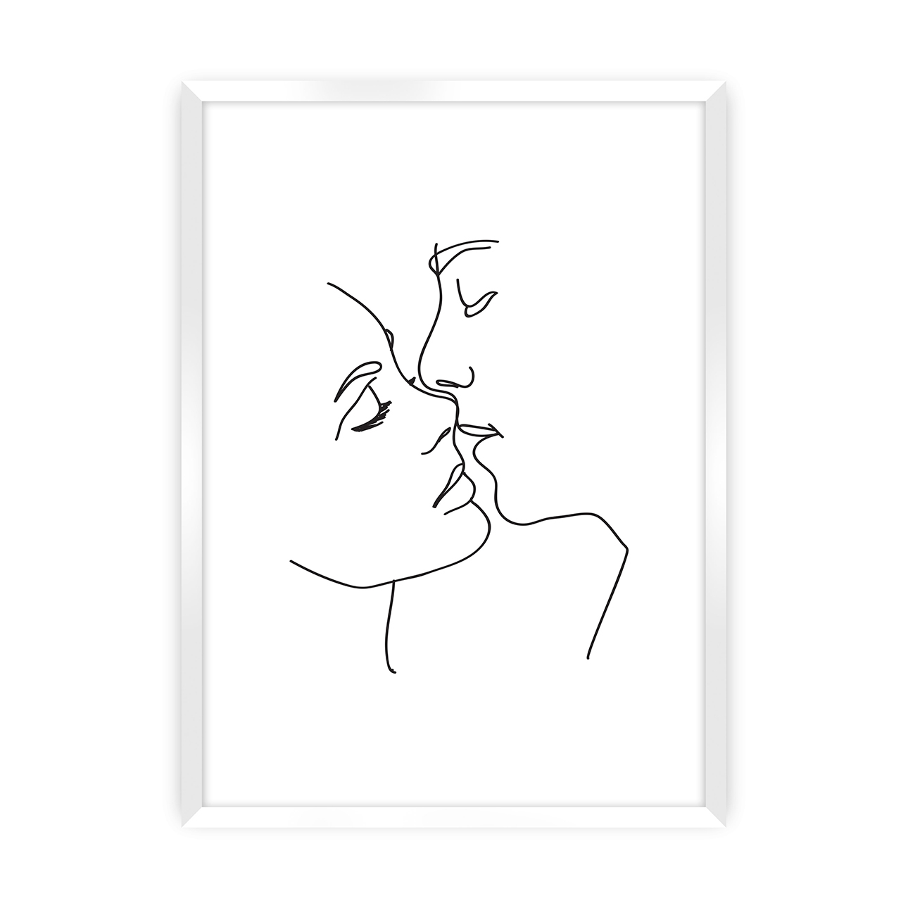 Poster Kiss Line, Rahmen wählen: Biała günstig online kaufen