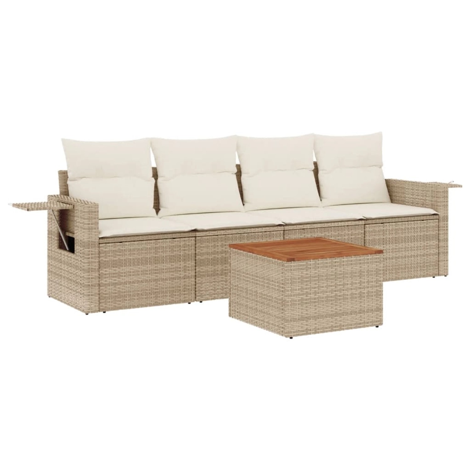 vidaXL 5-Tlg Garten-Sofagarnitur mit Kissen Beige Poly Rattan 3256772 günstig online kaufen