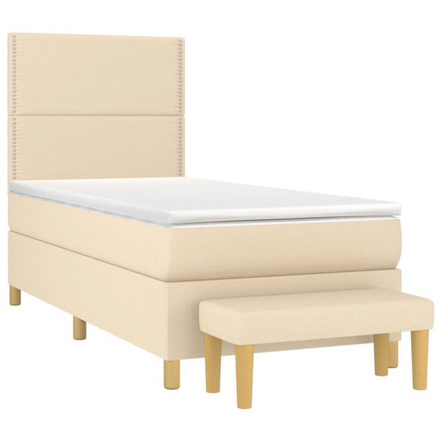 vidaXL Boxspringbett Boxspringbett mit Matratze Creme 90x200 cm Stoff Bett günstig online kaufen