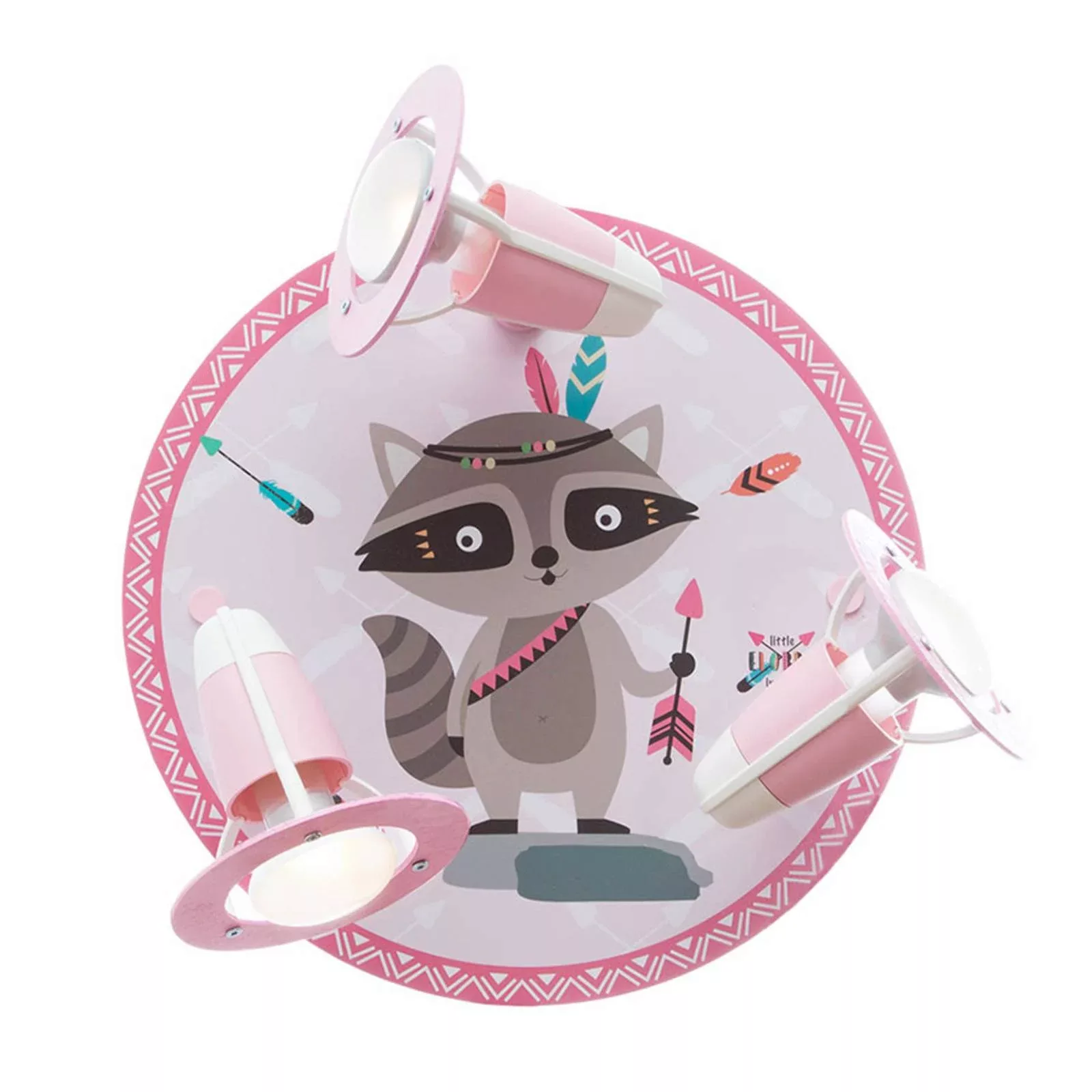 Deckenlampe Little Indians, Waschbär Oskar, rosa günstig online kaufen