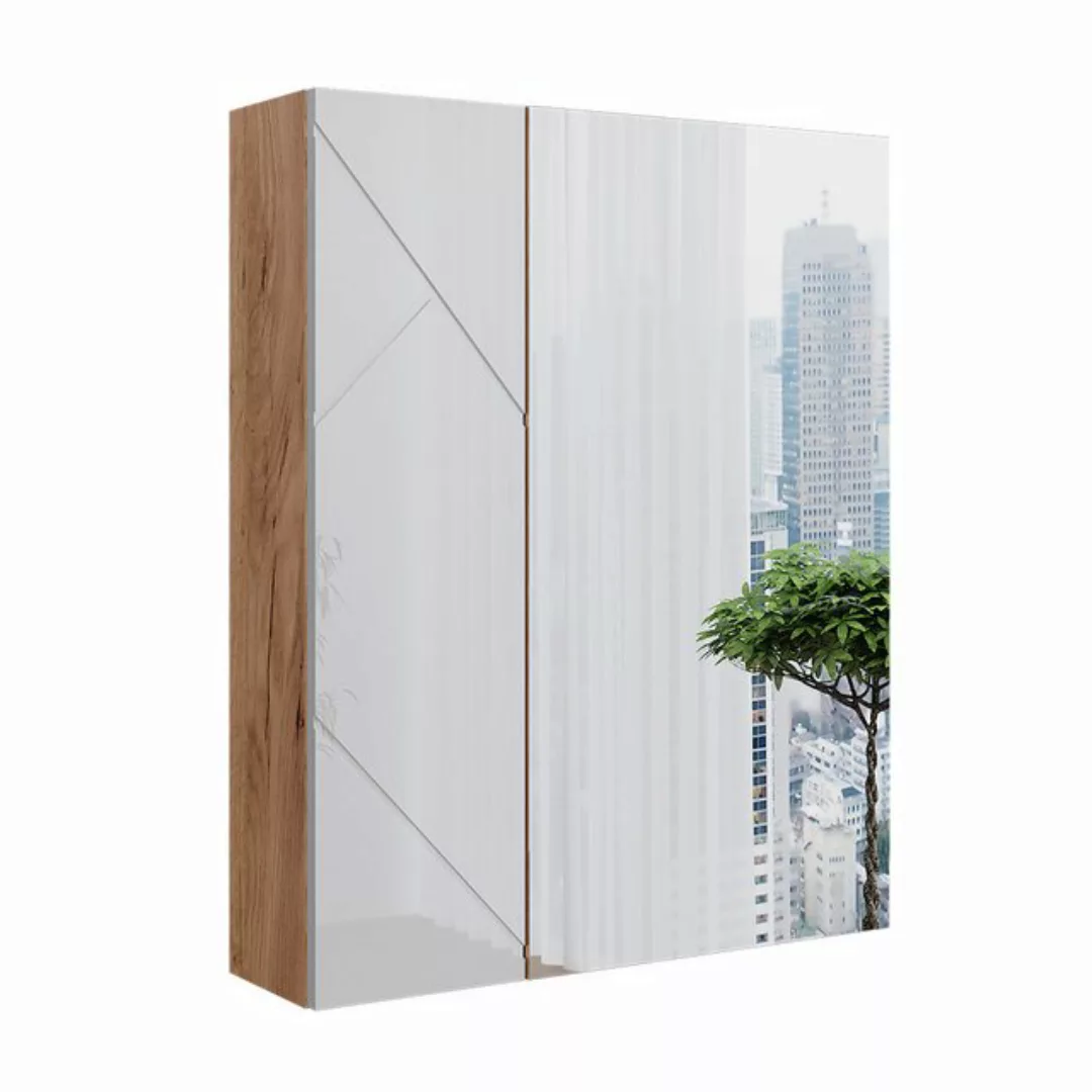 Vicco Badezimmerspiegelschrank Irma, Goldkraft Eiche/Weiß Hochglanz, 60 x 7 günstig online kaufen