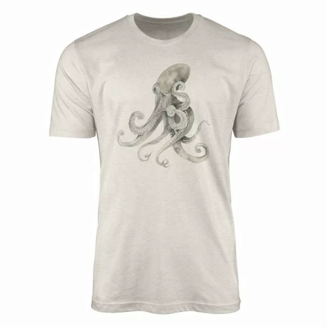 Sinus Art T-Shirt Herren Shirt 100% gekämmte Bio-Baumwolle T-Shirt Oktopus günstig online kaufen