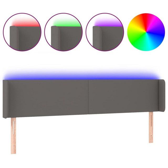 vidaXL Bett, LED Kopfteil Grau 183x16x78/88 cm Kunstleder günstig online kaufen