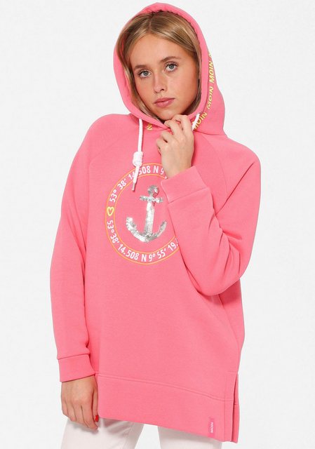 Zwillingsherz Hoodie "Strandglück Paillette" mit Anker-Motiv und "Moin"- Sc günstig online kaufen