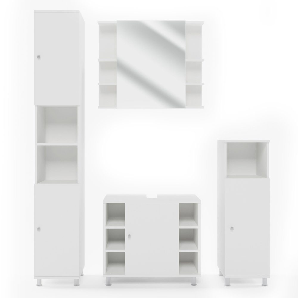 Vicco Badmöbel-Set Fynn, Weiß, 4 Teile, günstig online kaufen