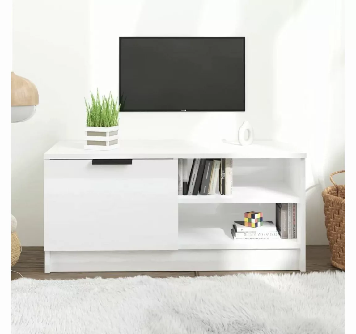 furnicato TV-Schrank Hochglanz-Weiß 80x35x36,5 cm Holzwerkstoff günstig online kaufen