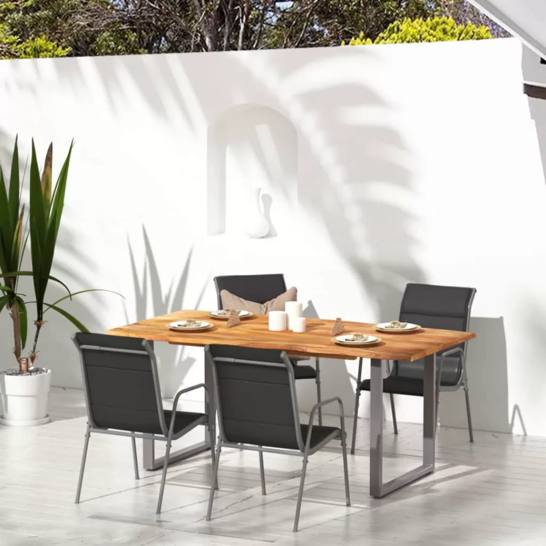 Vidaxl Gartenstühle 4 Stk. Stahl Und Textilene Schwarz günstig online kaufen