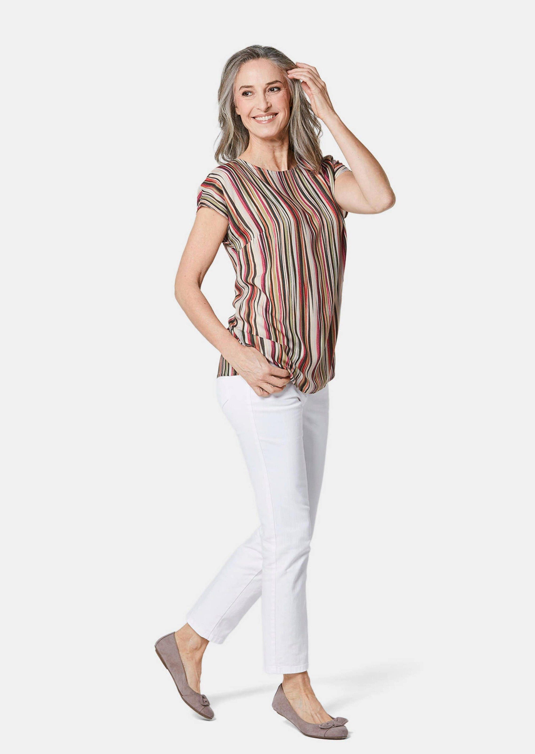 GOLDNER Druckbluse Streifenbluse mit Halbarm, überschnittene günstig online kaufen