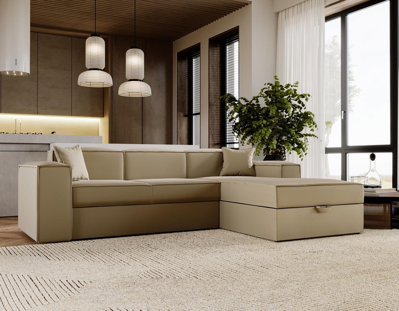 Compleo Ecksofa L-form, Modern design, Cordstoff oder Velvet SANTO, Mit Bet günstig online kaufen