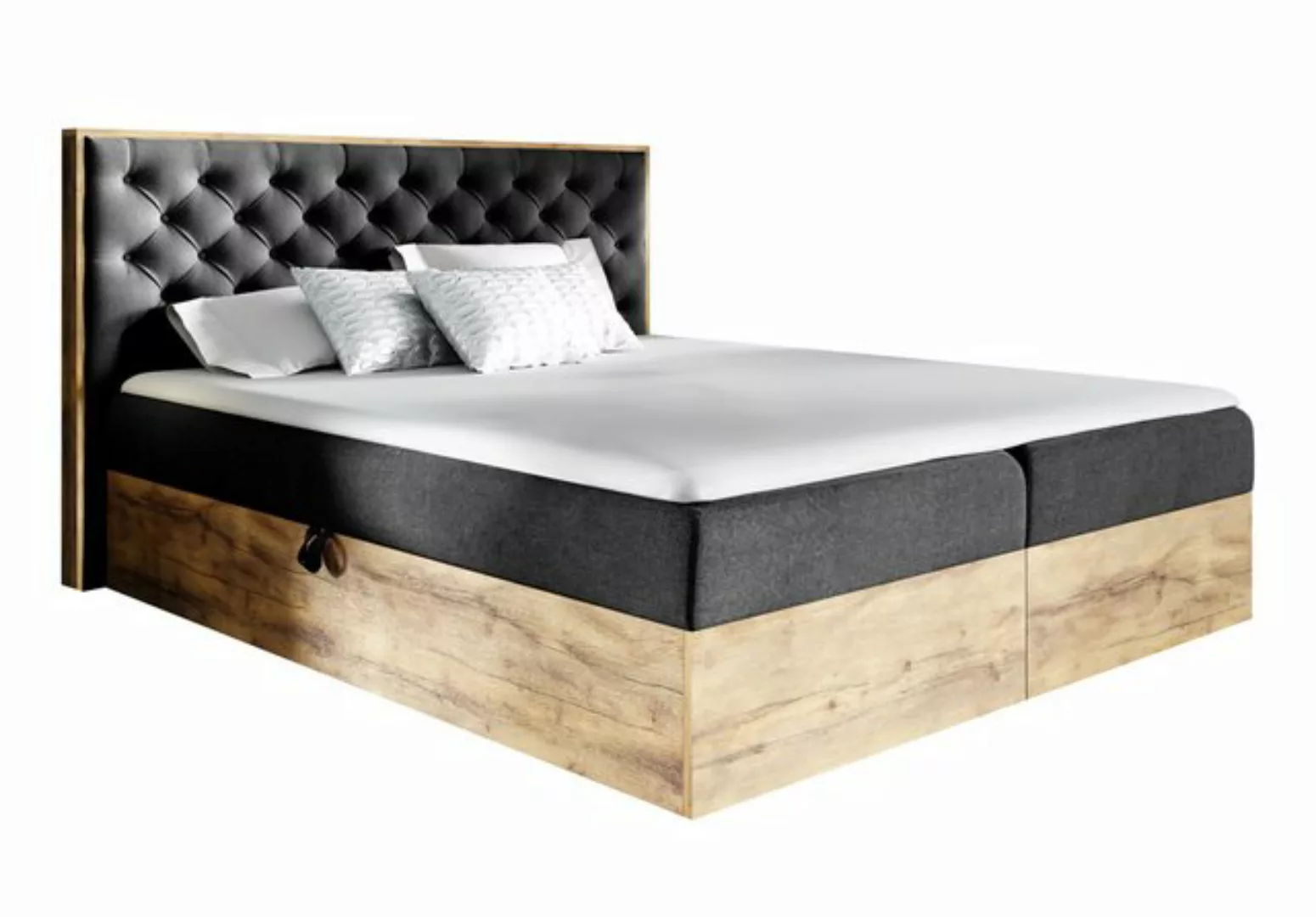 Furnix Boxspringbett TERRIE 120-200x200 Doppelbett Kombination aus Holz und günstig online kaufen