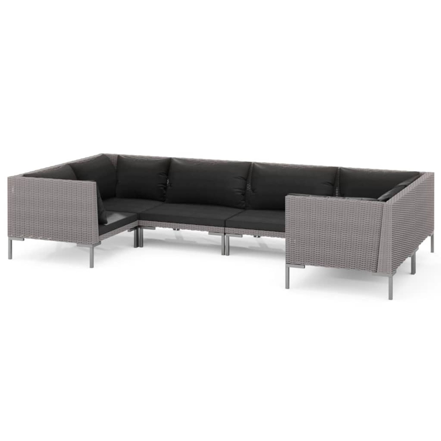 vidaXL 6-tlg Garten-Lounge-Set mit Auflagen Poly Rattan Dunkelgrau Modell 7 günstig online kaufen