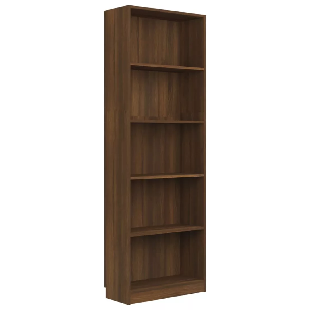 Vidaxl Bücherregal 5 Fächer Braun Eichen-optik 60x24x175 Holzwerkstoff günstig online kaufen