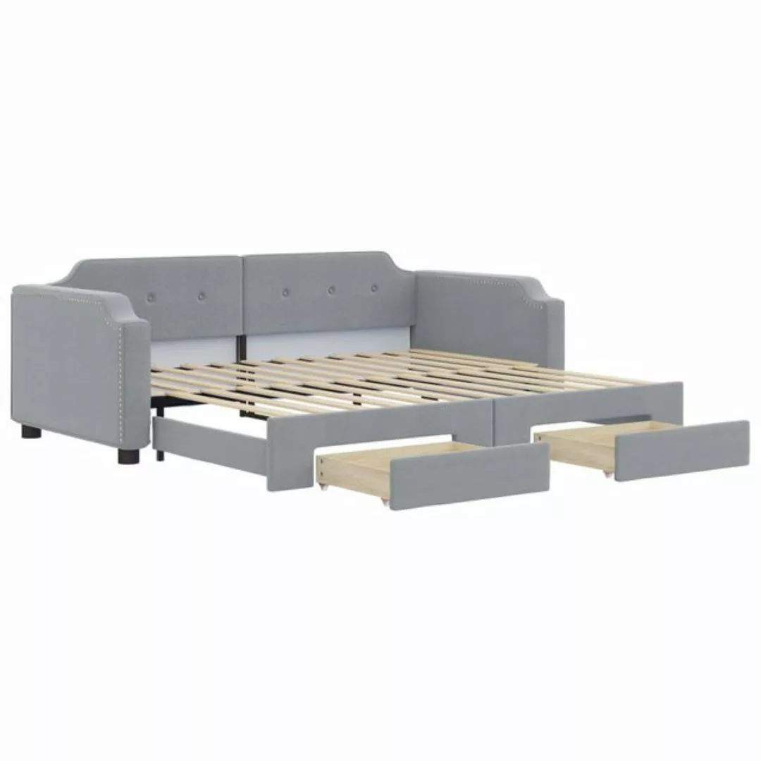 vidaXL Bett, Tagesbett Ausziehbar mit Schubladen Hellgrau 90x190 cm Stoff günstig online kaufen