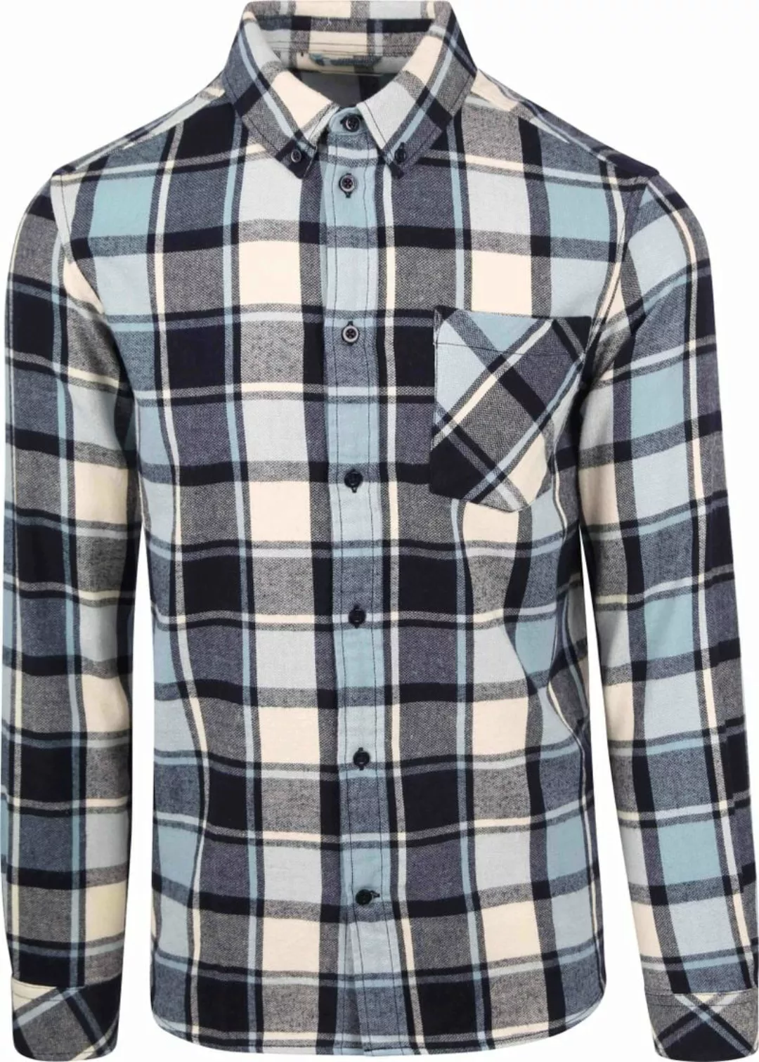 Knowledge Cotton Apparel Hemd Hellblau kariert - Größe L günstig online kaufen