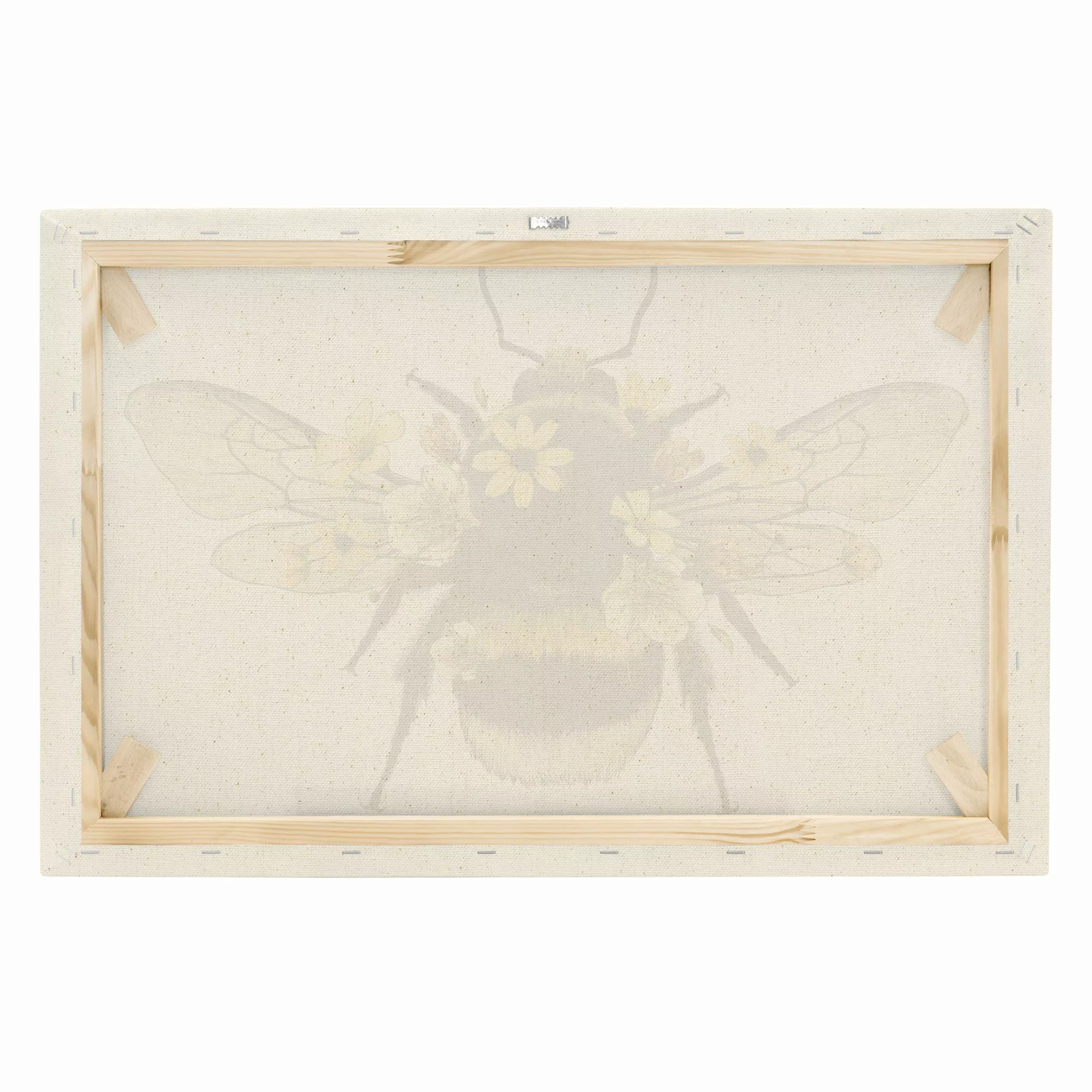 Leinwandbild auf Canvas Natural Illustration florale Hummel günstig online kaufen