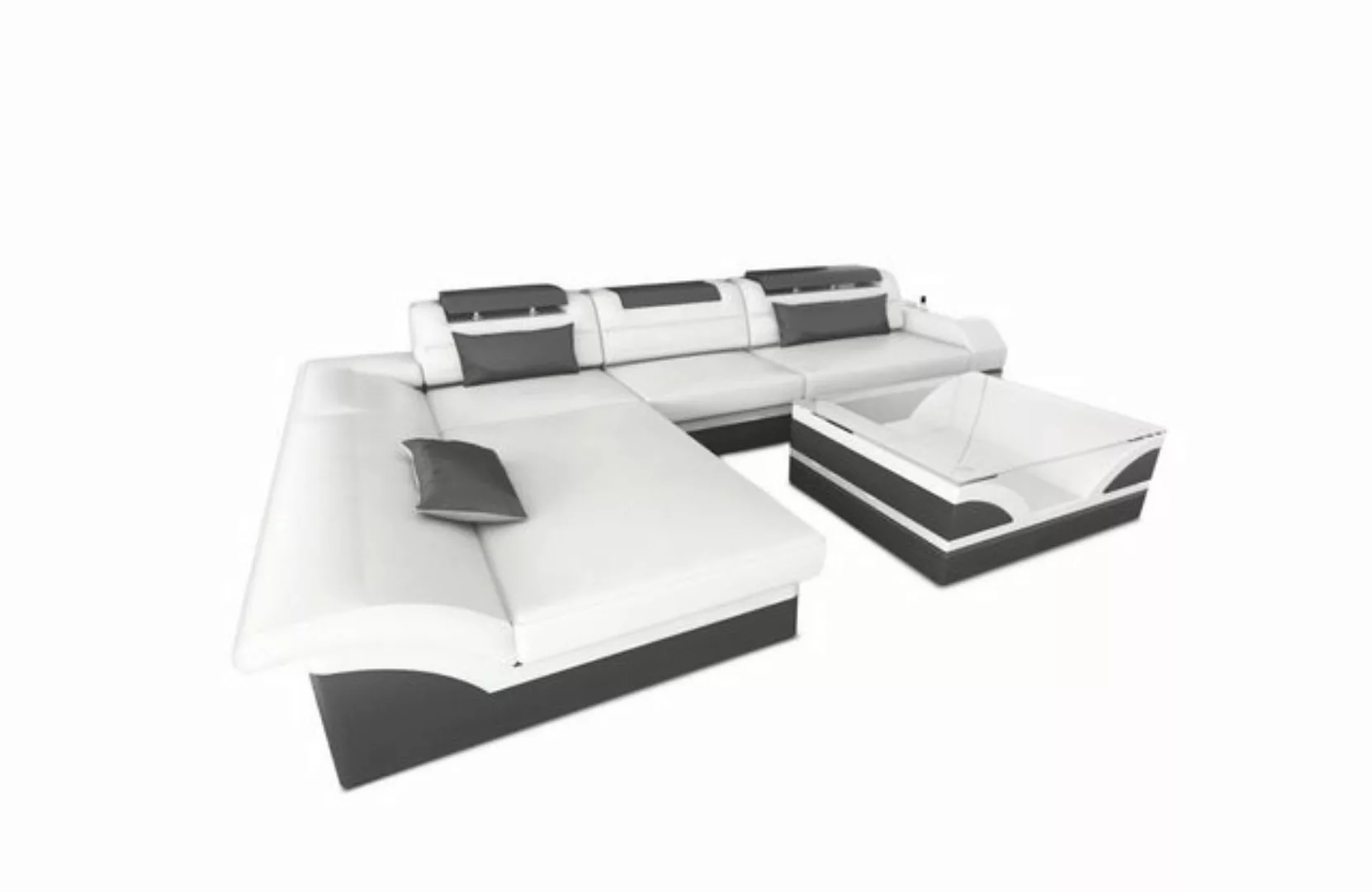 Sofa Dreams Ecksofa Couch Leder Sofa Monza L Form Ledersofa, Couch, mit LED günstig online kaufen