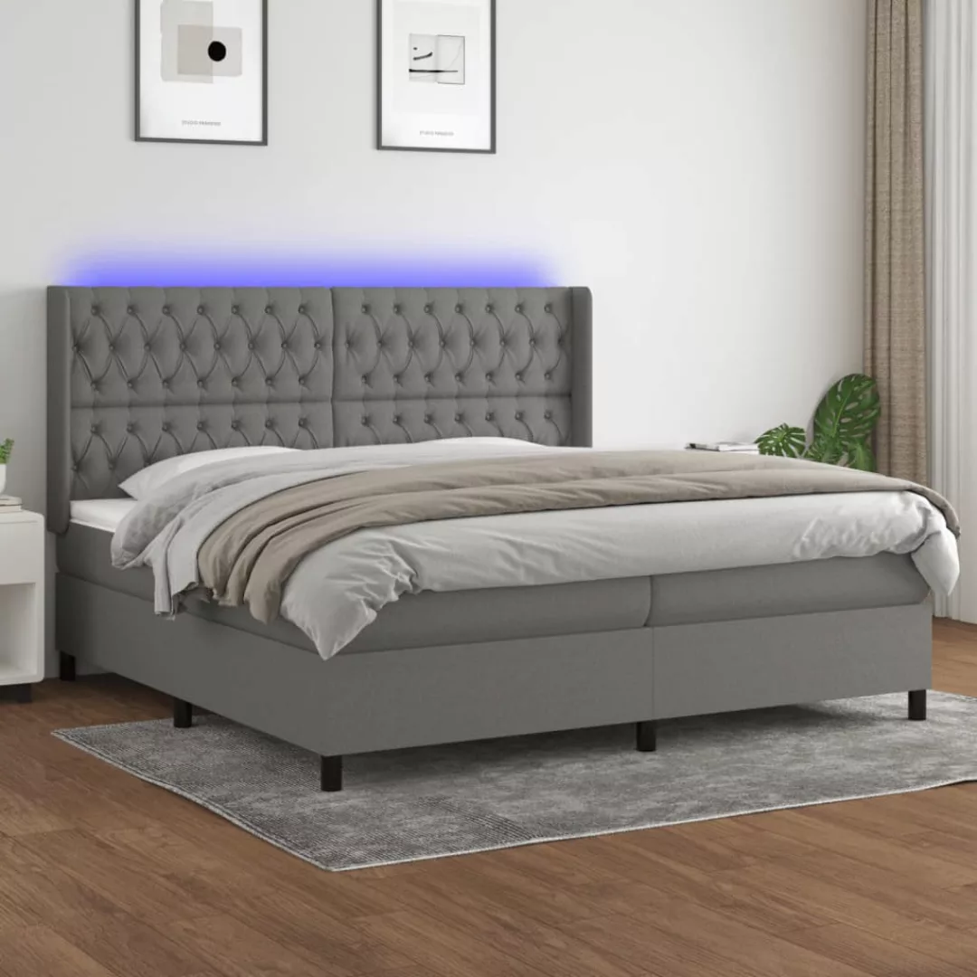 vidaXL Boxspringbett Boxspringbett mit Matratze LED Dunkelgrau 200x200 cm S günstig online kaufen