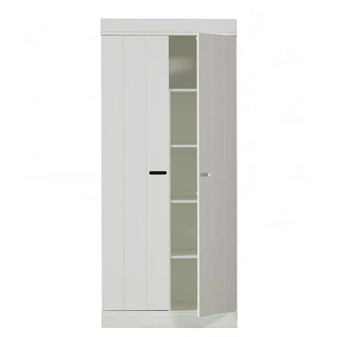 Weißer Kiefer Schrank im Skandi Design 175 cm hoch - 77 cm breit günstig online kaufen