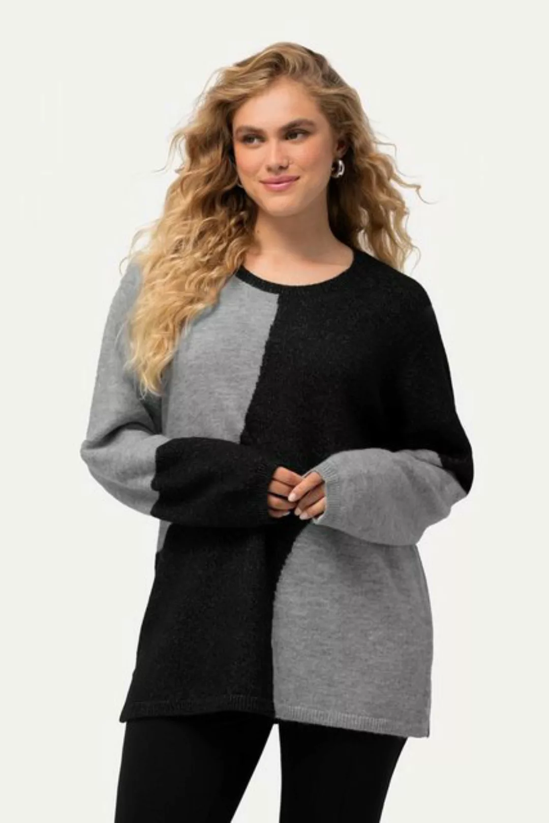 Ulla Popken Strickpullover Pullover Colorblocking Rundhals Langarm günstig online kaufen