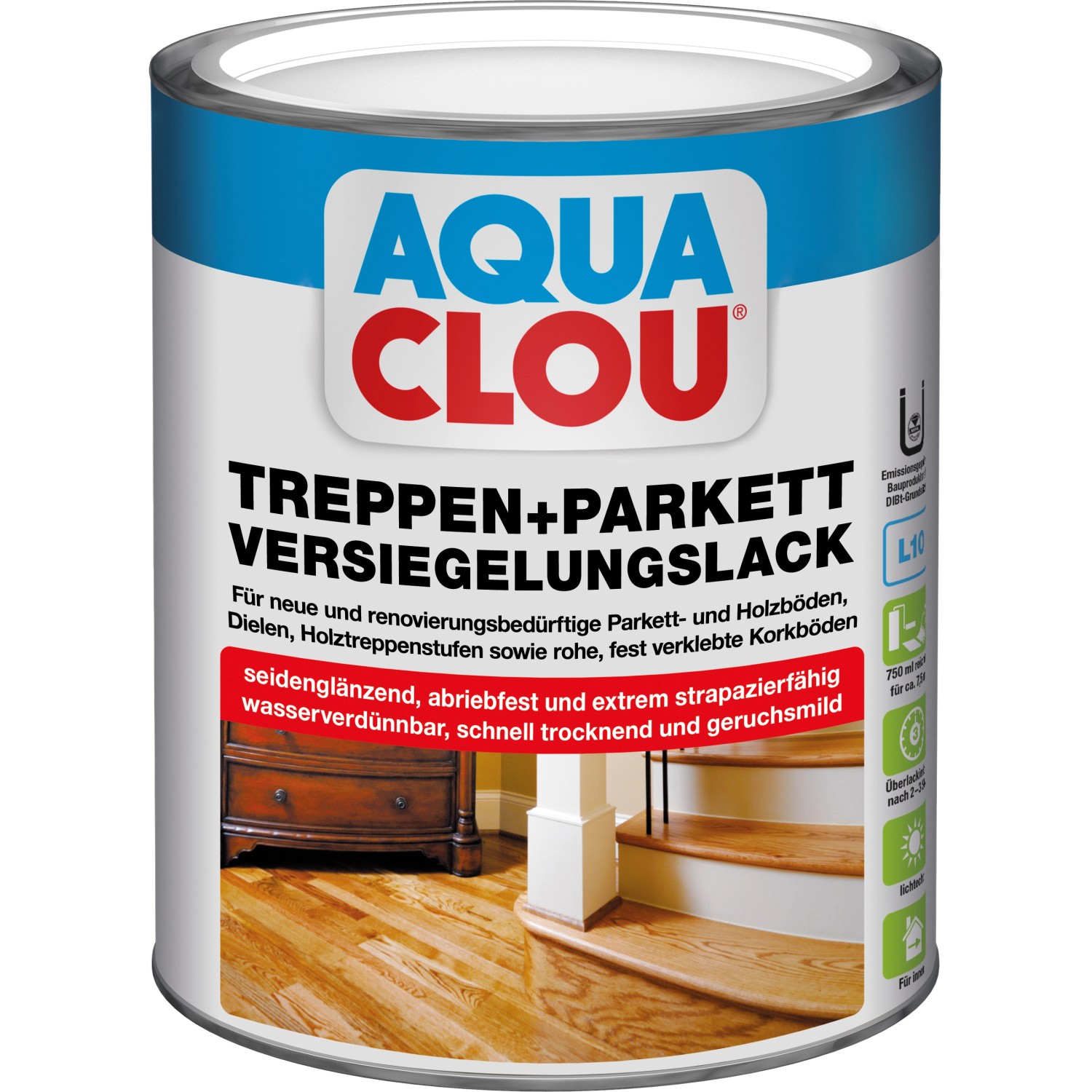 Aqua Clou Treppen+Parkett Versiegelungslack seidenglänzend 2,5 l günstig online kaufen