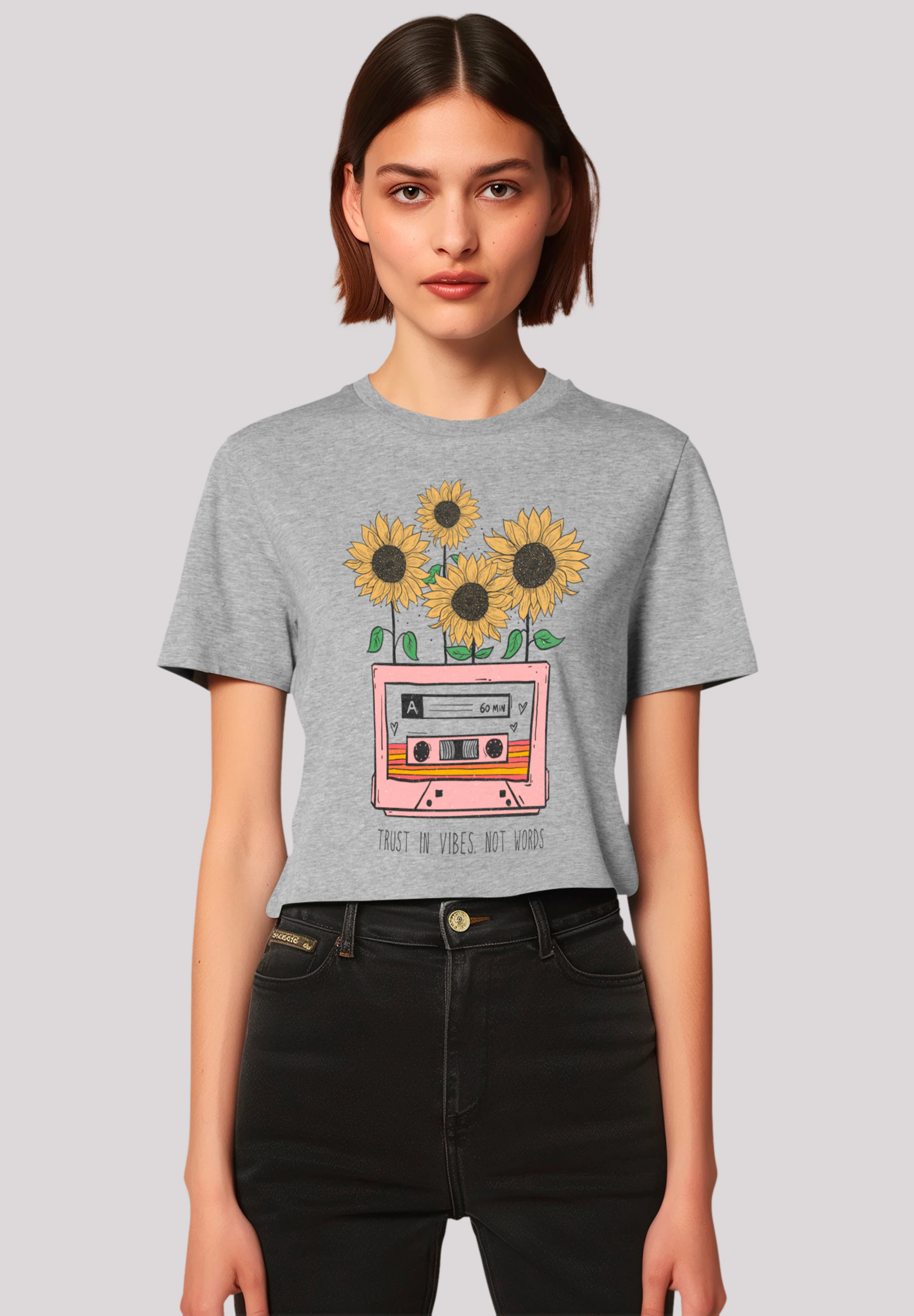 F4NT4STIC T-Shirt "Flower trust in vibes not words retro", Premium Qualität günstig online kaufen